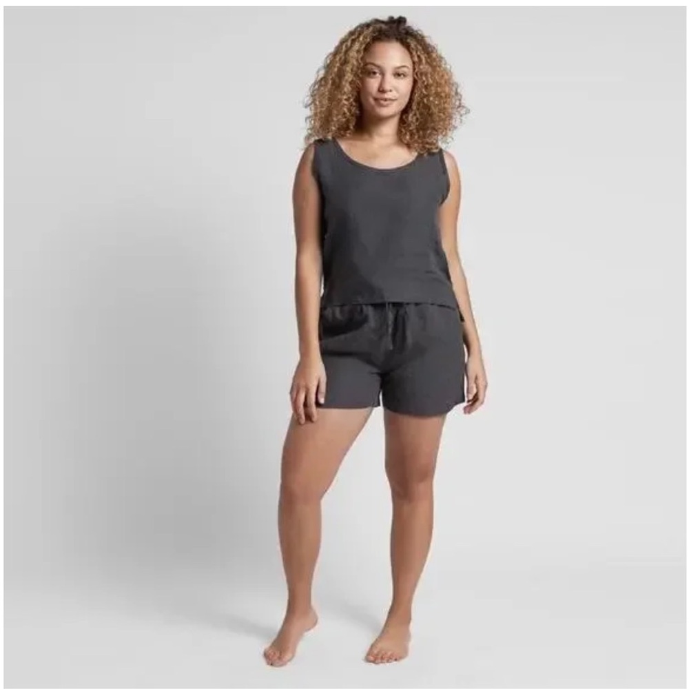 Parachute Women's Linen Tank and Shorts Lounge Set in charcoal, Large